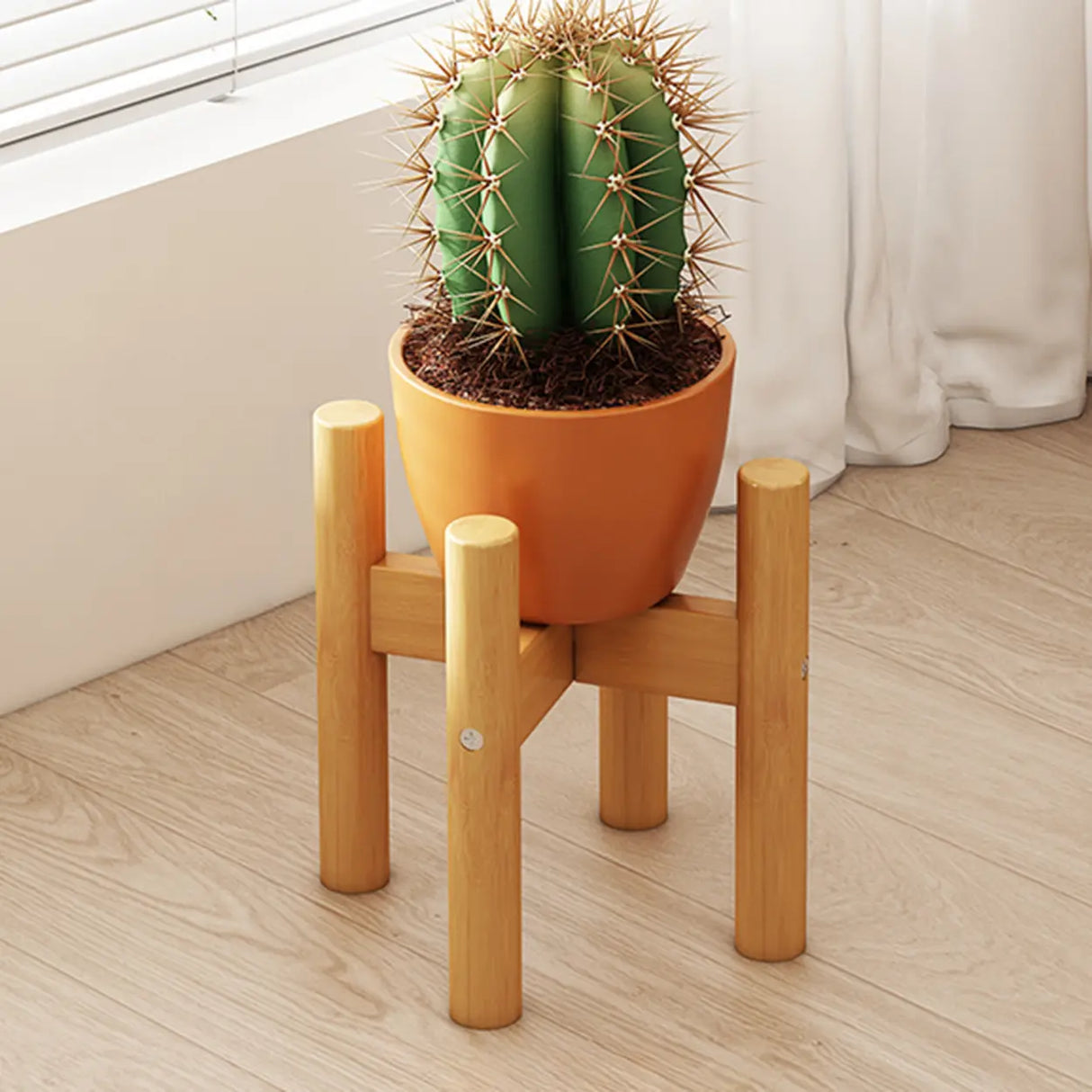 Brown Wooden Waterproof H Shape Small Plant Stands Image - 3
