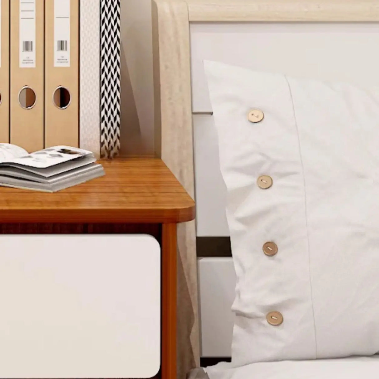 Brown Wooden Writing Desk with Drawers and Shelves Image - 5