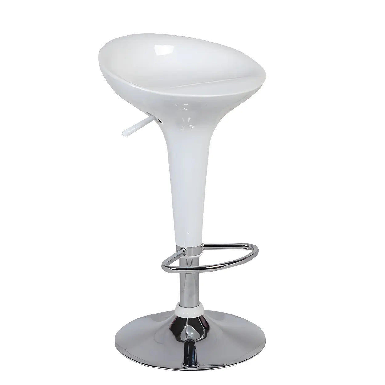 Bucket Chrome Adjustable Swivel Pedestal Bar Stool Image - 2