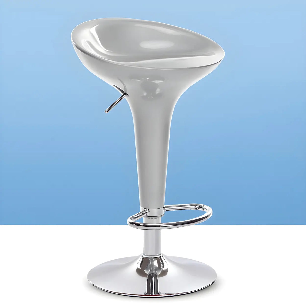 Bucket Chrome Adjustable Swivel Pedestal Bar Stool Image - 25