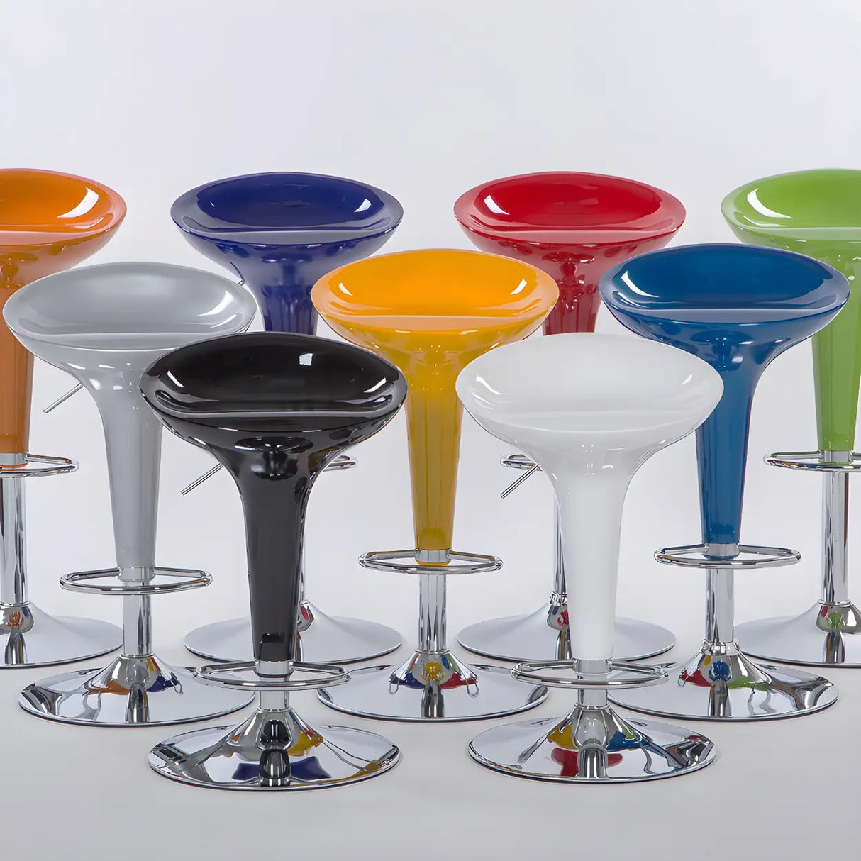 Bucket Chrome Adjustable Swivel Pedestal Bar Stool Image - 3