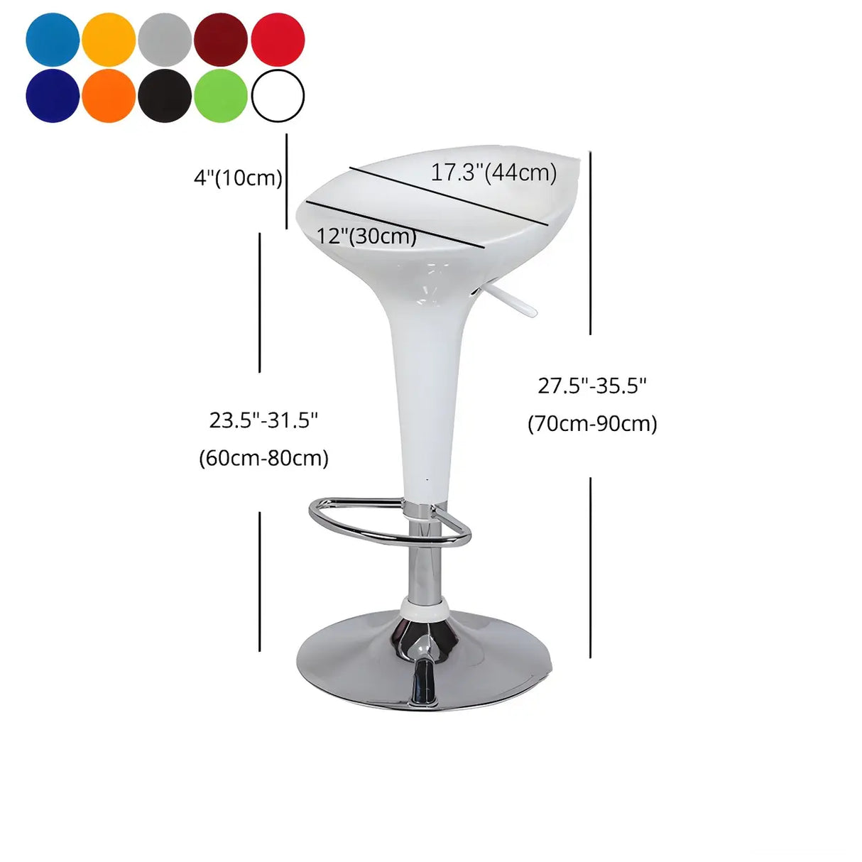Bucket Chrome Adjustable Swivel Pedestal Bar Stool