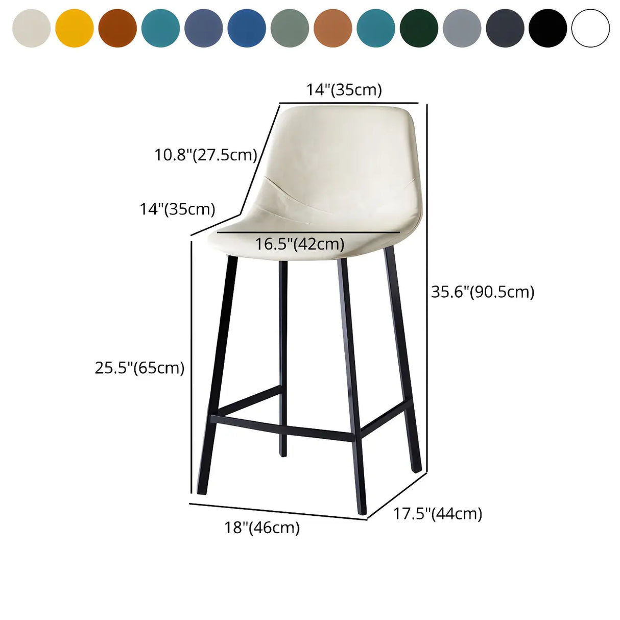 Bucket Leather Seat Low Back Iron Four Legs Bar Stool