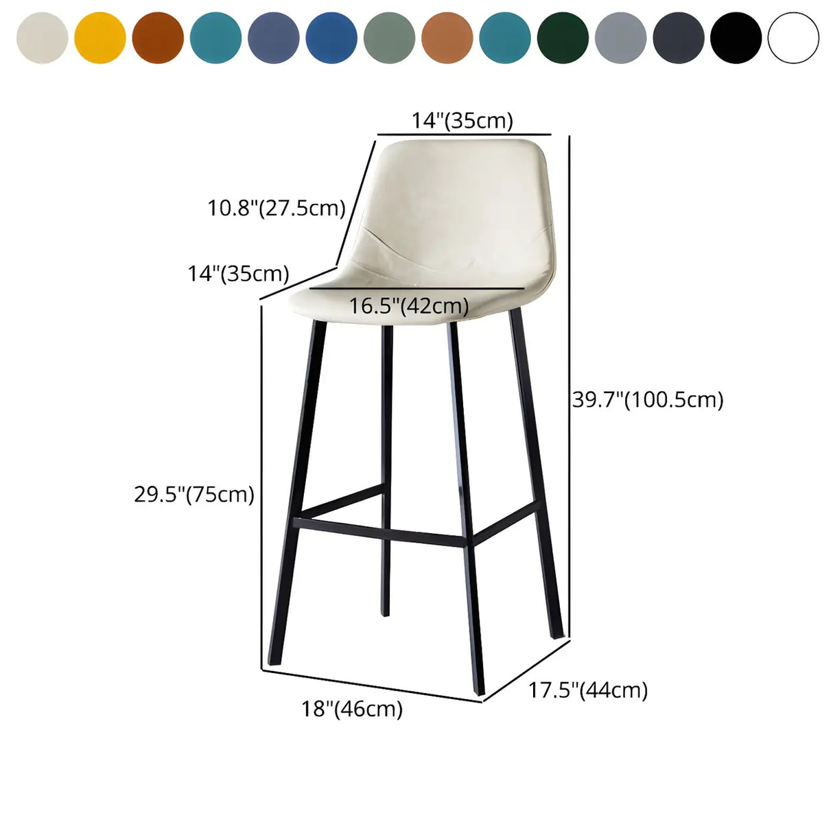 Bucket Leather Seat Low Back Iron Four Legs Bar Stool Image - 69