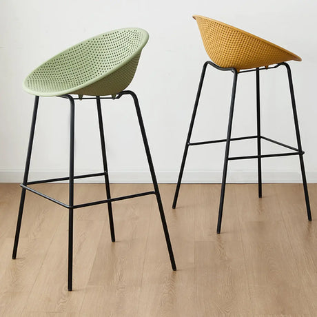 Bucket Low Back Metal Frame Bar Stool with Footrest Image - 1