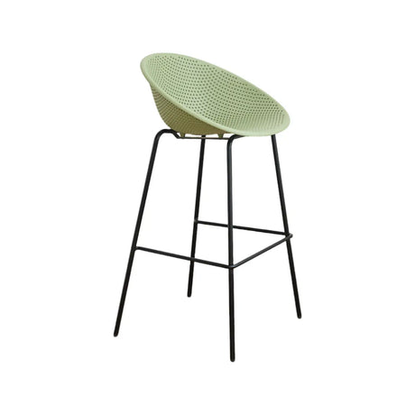 Bucket Low Back Metal Frame Bar Stool with Footrest Image - 2