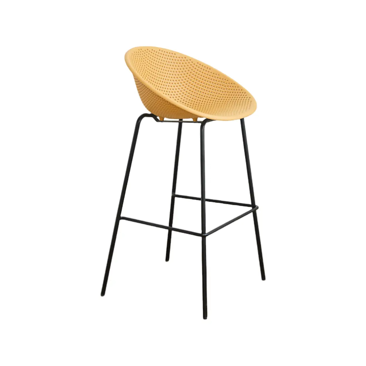 Bucket Low Back Metal Frame Bar Stool with Footrest Image - 5