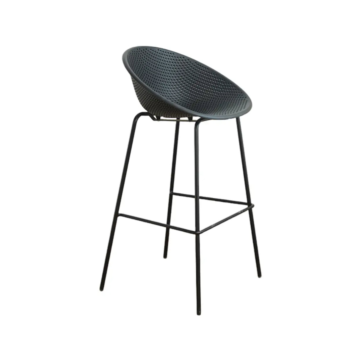 Bucket Low Back Metal Frame Bar Stool with Footrest Image - 7