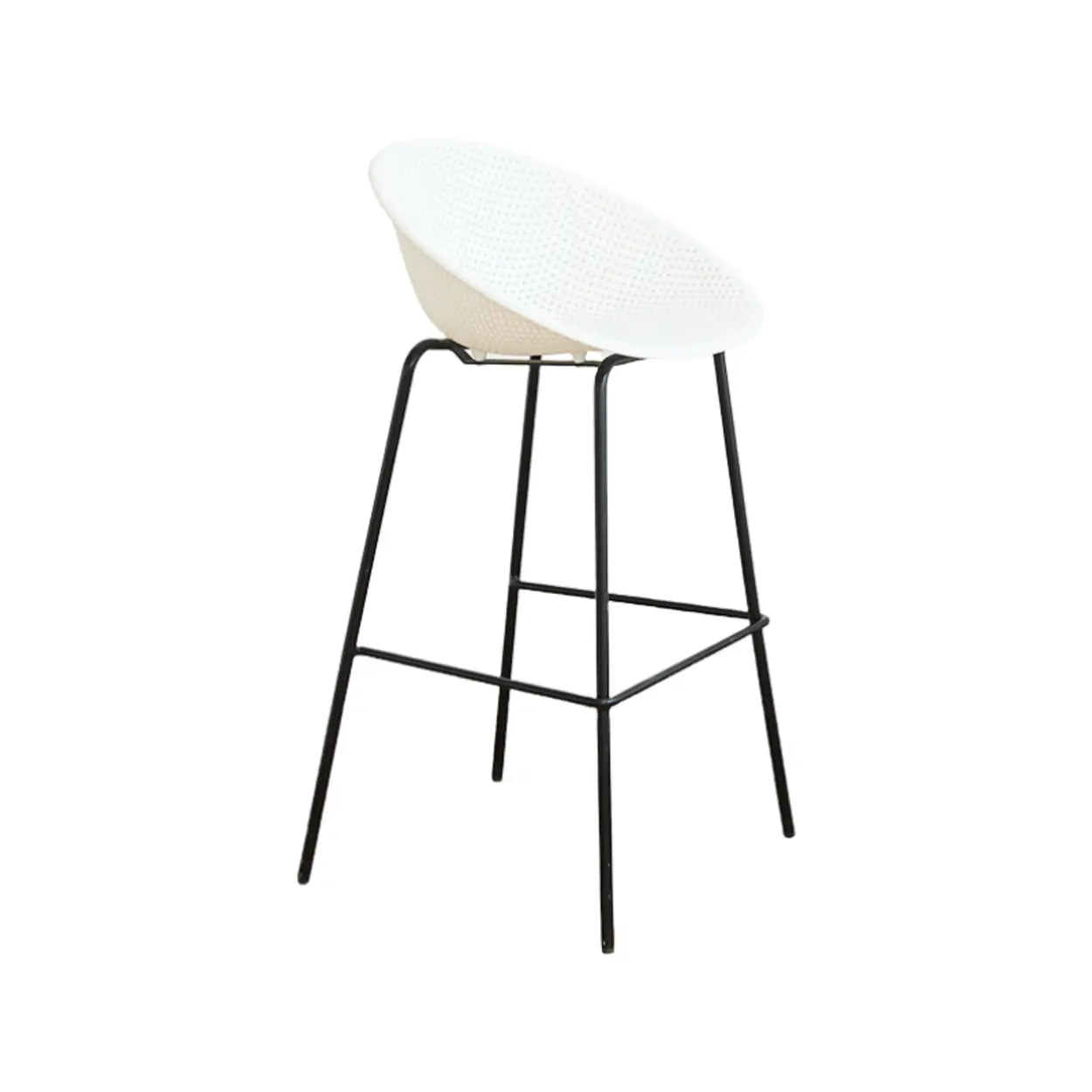 Bucket Low Back Metal Frame Bar Stool with Footrest Image - 9