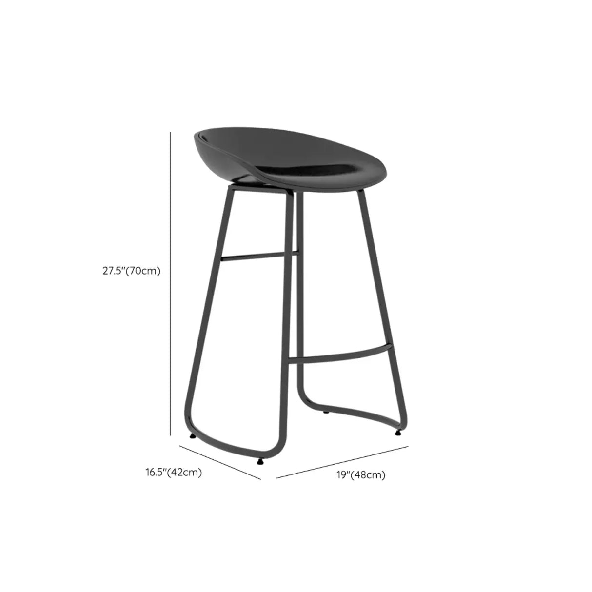 Bucket Low Back Metal Sled Base Armless Bar Stool Image - 14
