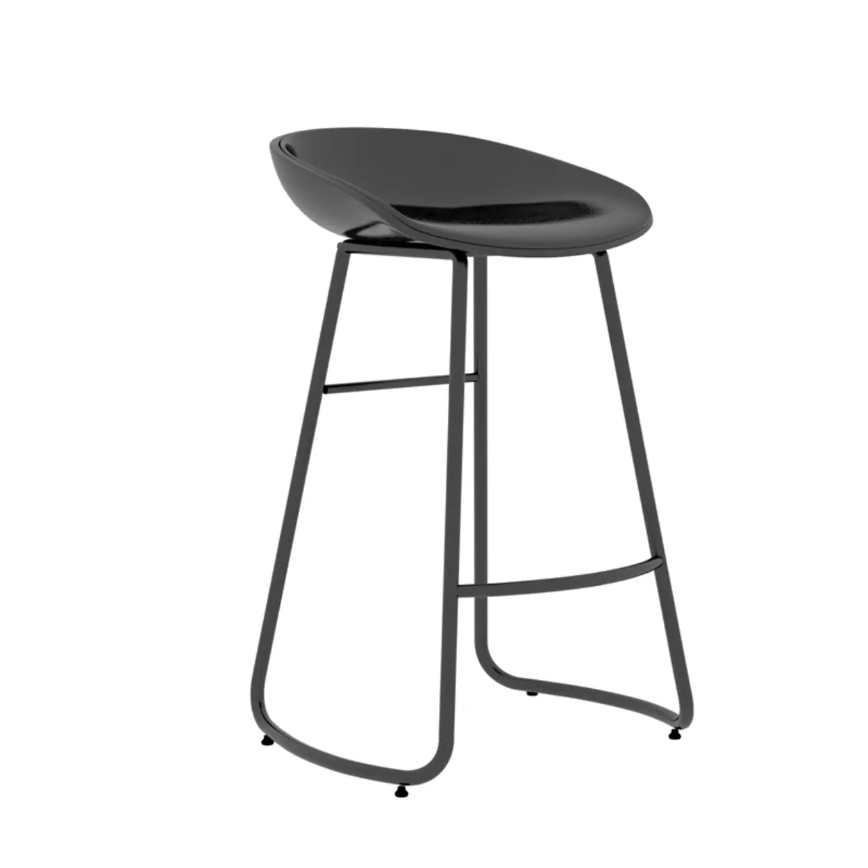 Bucket Low Back Metal Sled Base Armless Bar Stool Image - 2