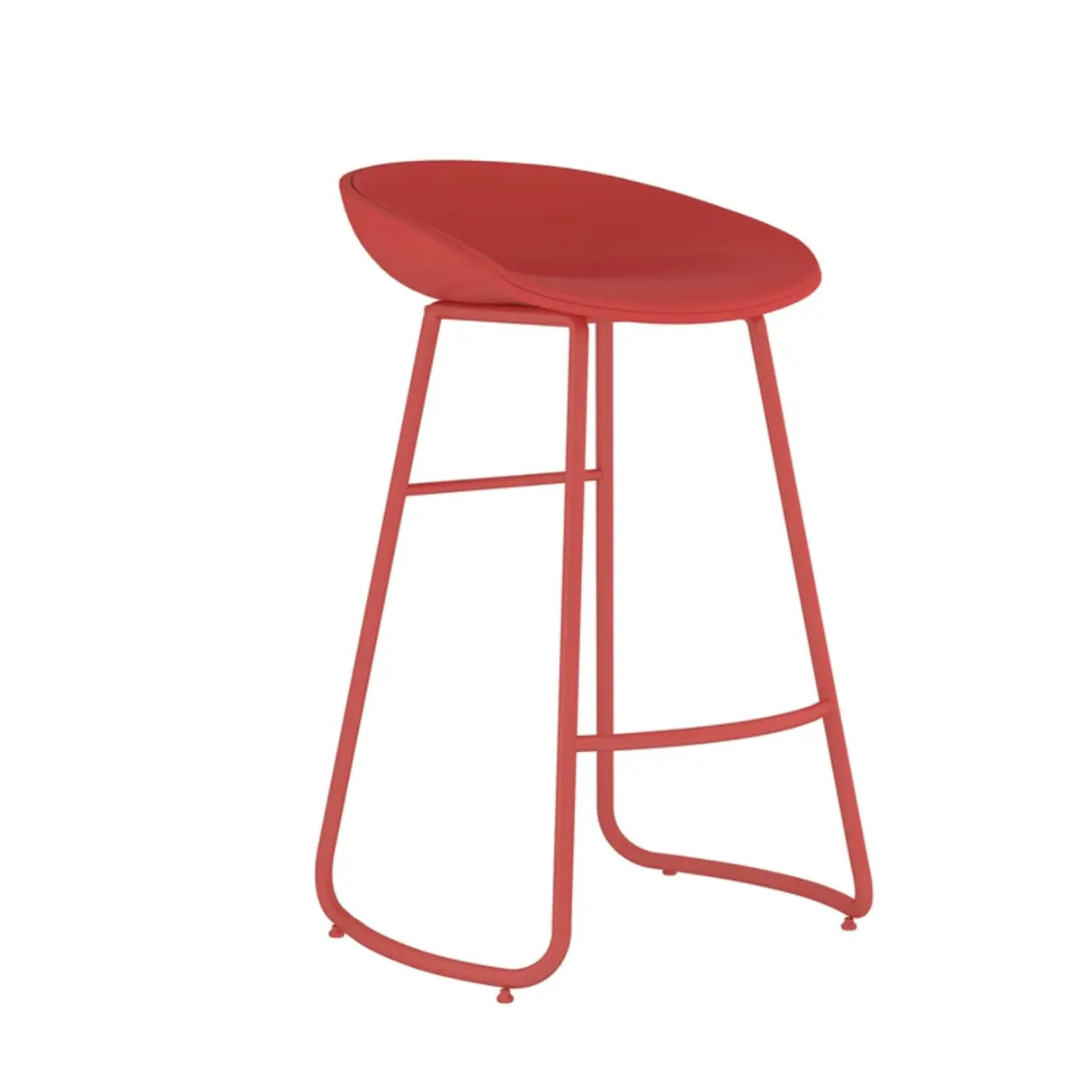 Bucket Low Back Metal Sled Base Armless Bar Stool Image - 5