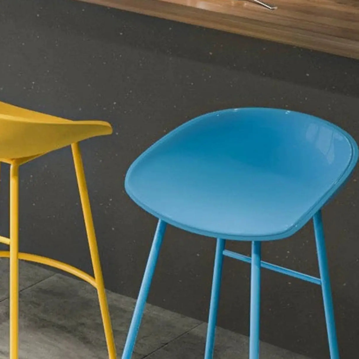 Bucket Low Back Metal Sled Base Armless Bar Stool Image - 8