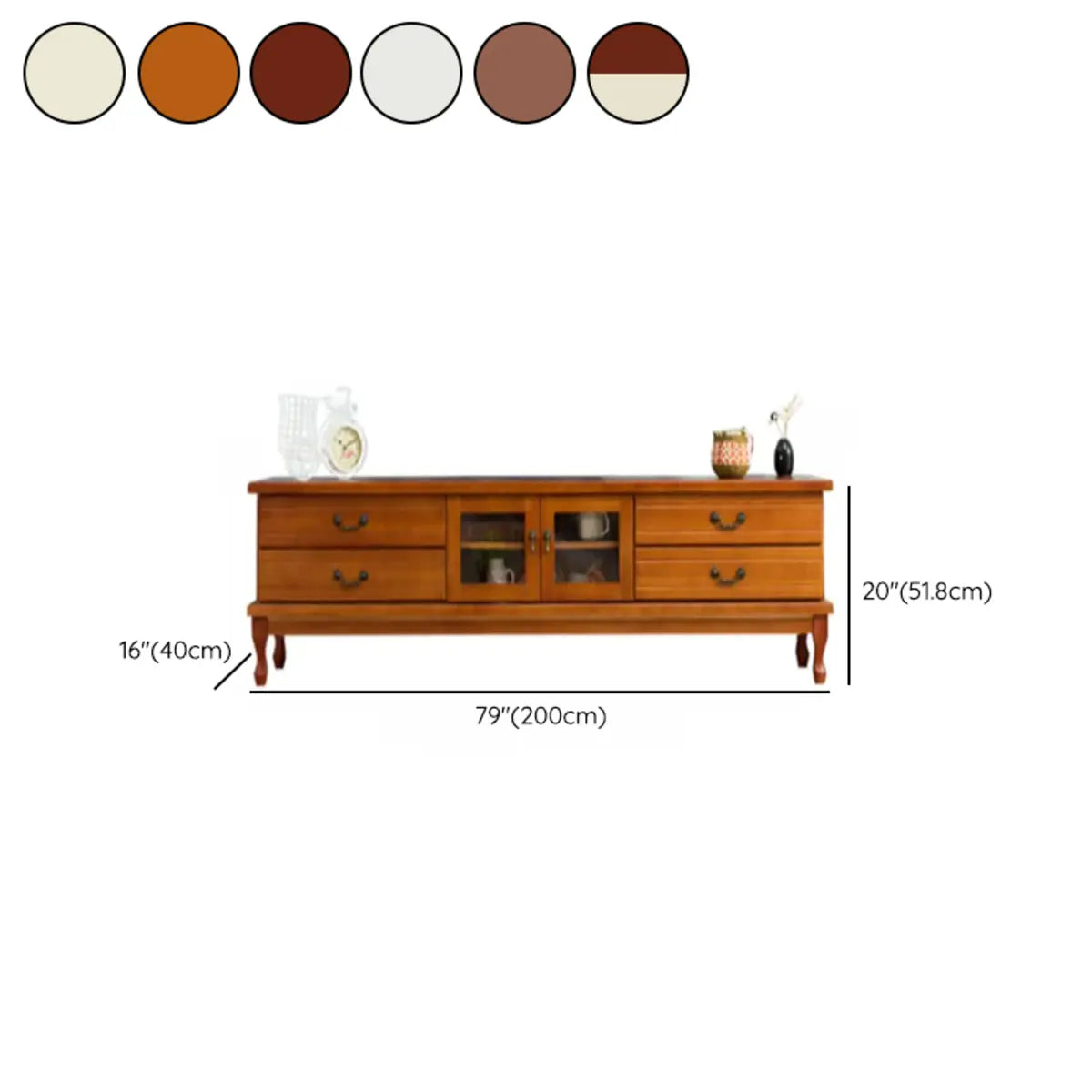 Burgundy Wooden TV Stand with Drawers and Cabinet Image - 18
