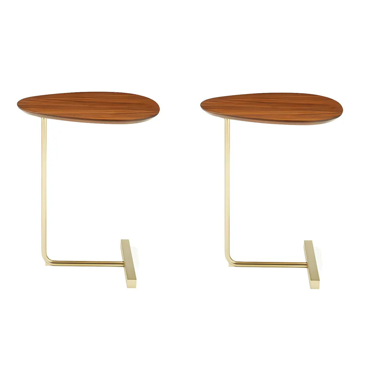 C-Shaped Metal Black Minimalist Pine Wood Side Table Image - 10