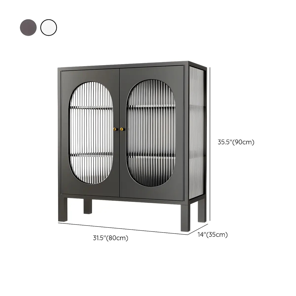 Cabinets Metal White Sideboard with Clear Glass Doors