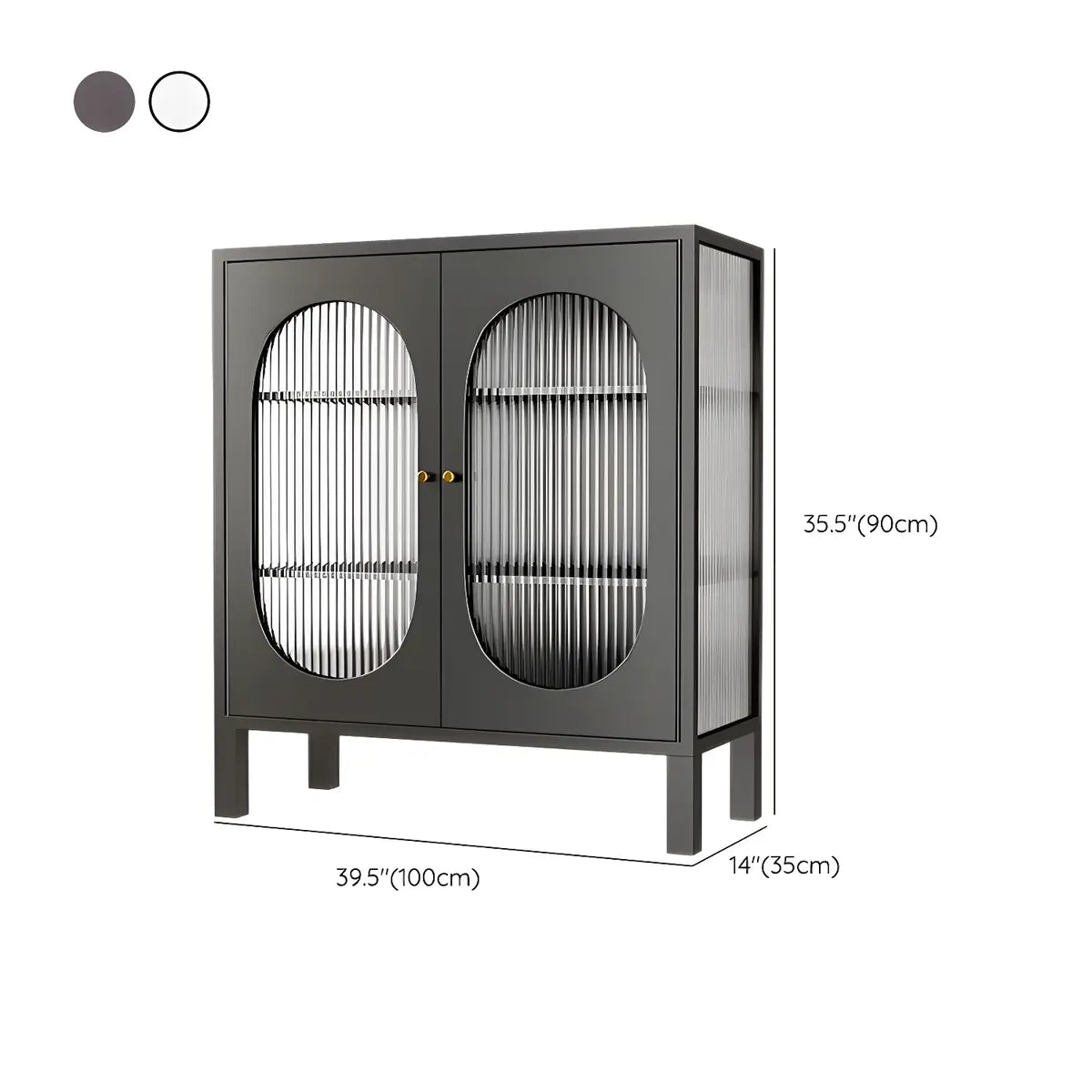 Cabinets Metal White Sideboard with Clear Glass Doors Image - 12