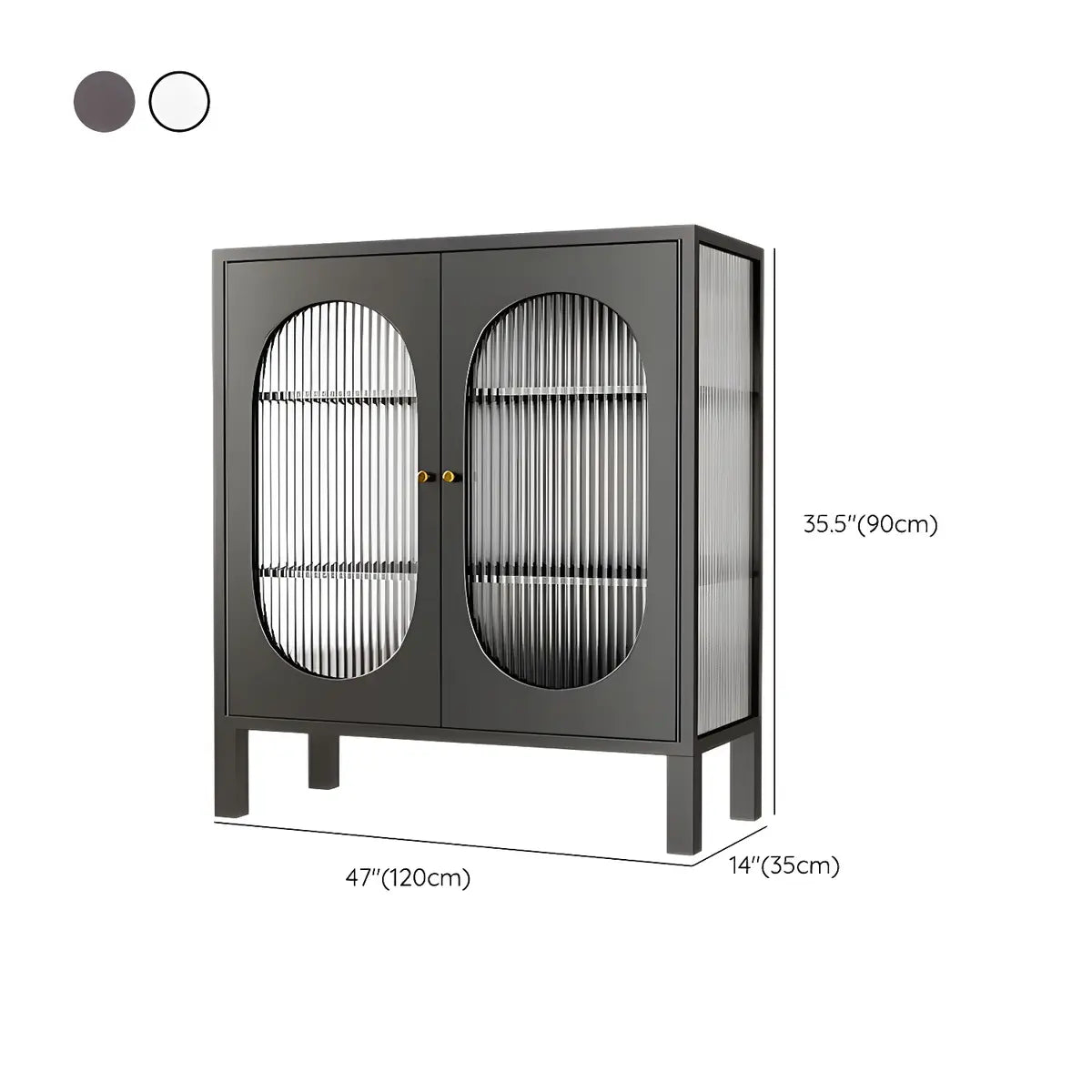 Cabinets Metal White Sideboard with Clear Glass Doors Image - 13