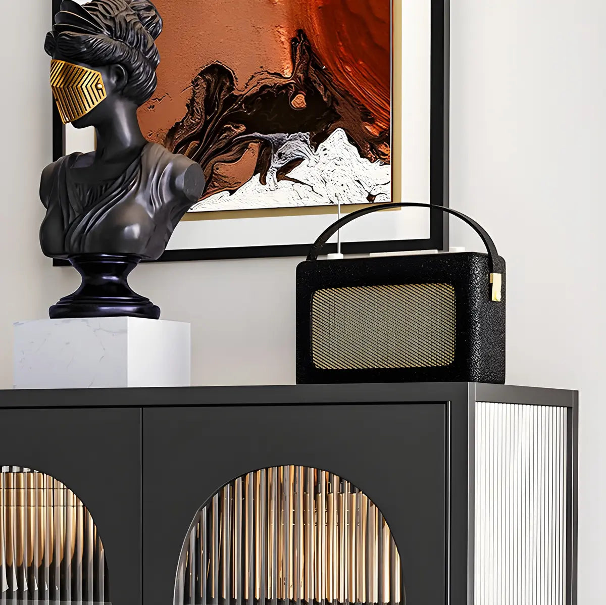 Cabinets Metal White Sideboard with Clear Glass Doors Image - 8