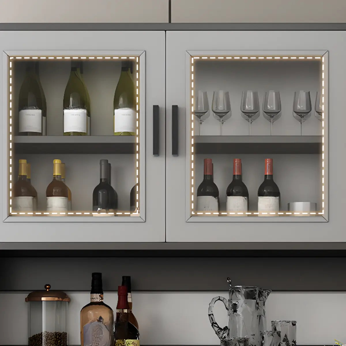 Cabinets Narrow Grey Wood Large Open Storage Buffet Image - 11