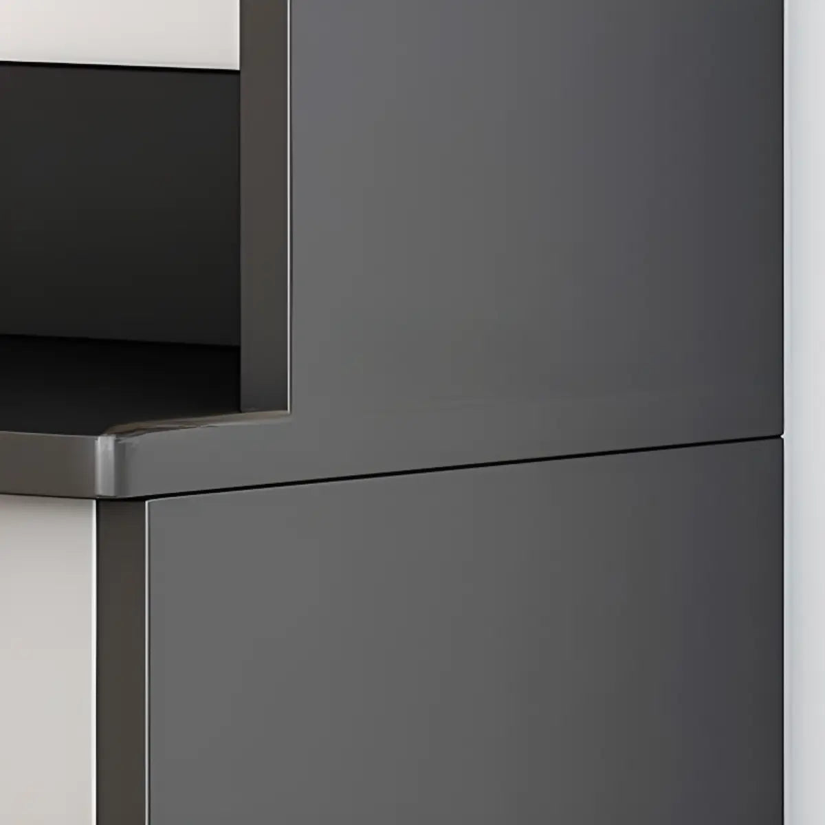 Cabinets Narrow Grey Wood Large Open Storage Buffet Image - 13