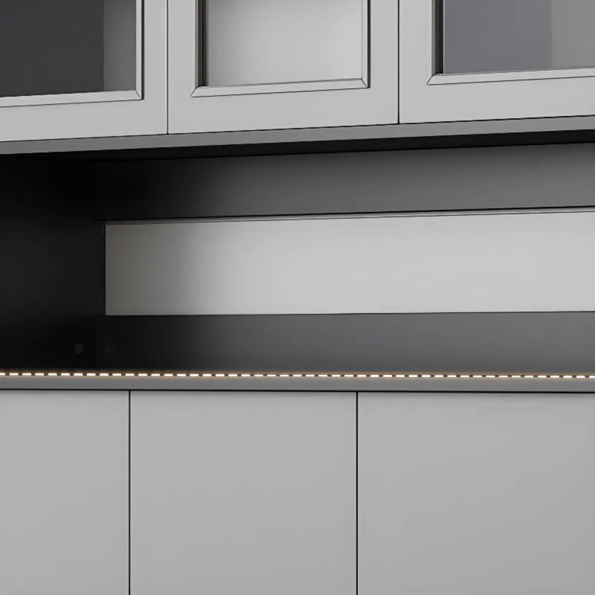 Cabinets Narrow Grey Wood Large Open Storage Buffet Image - 16