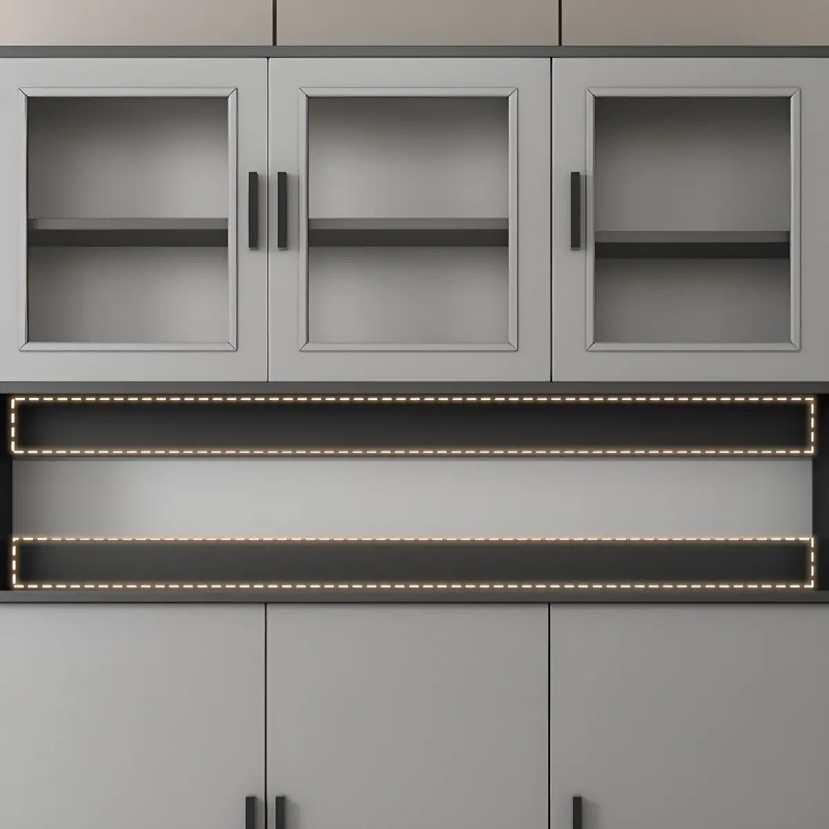 Cabinets Narrow Grey Wood Large Open Storage Buffet Image - 18