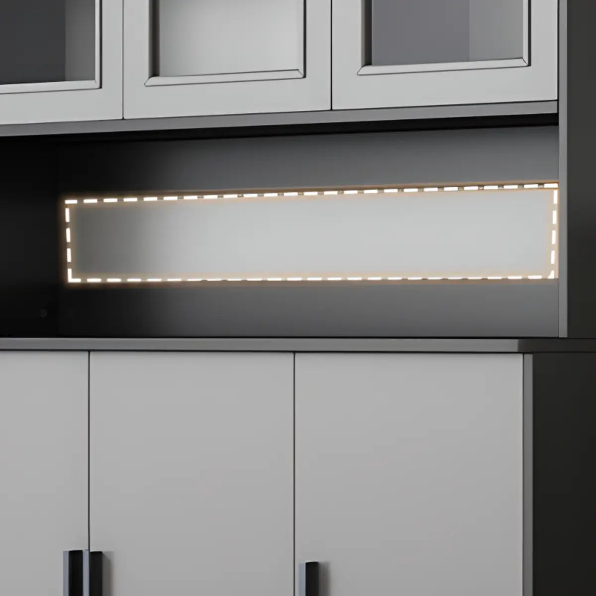 Cabinets Narrow Grey Wood Large Open Storage Buffet Image - 20