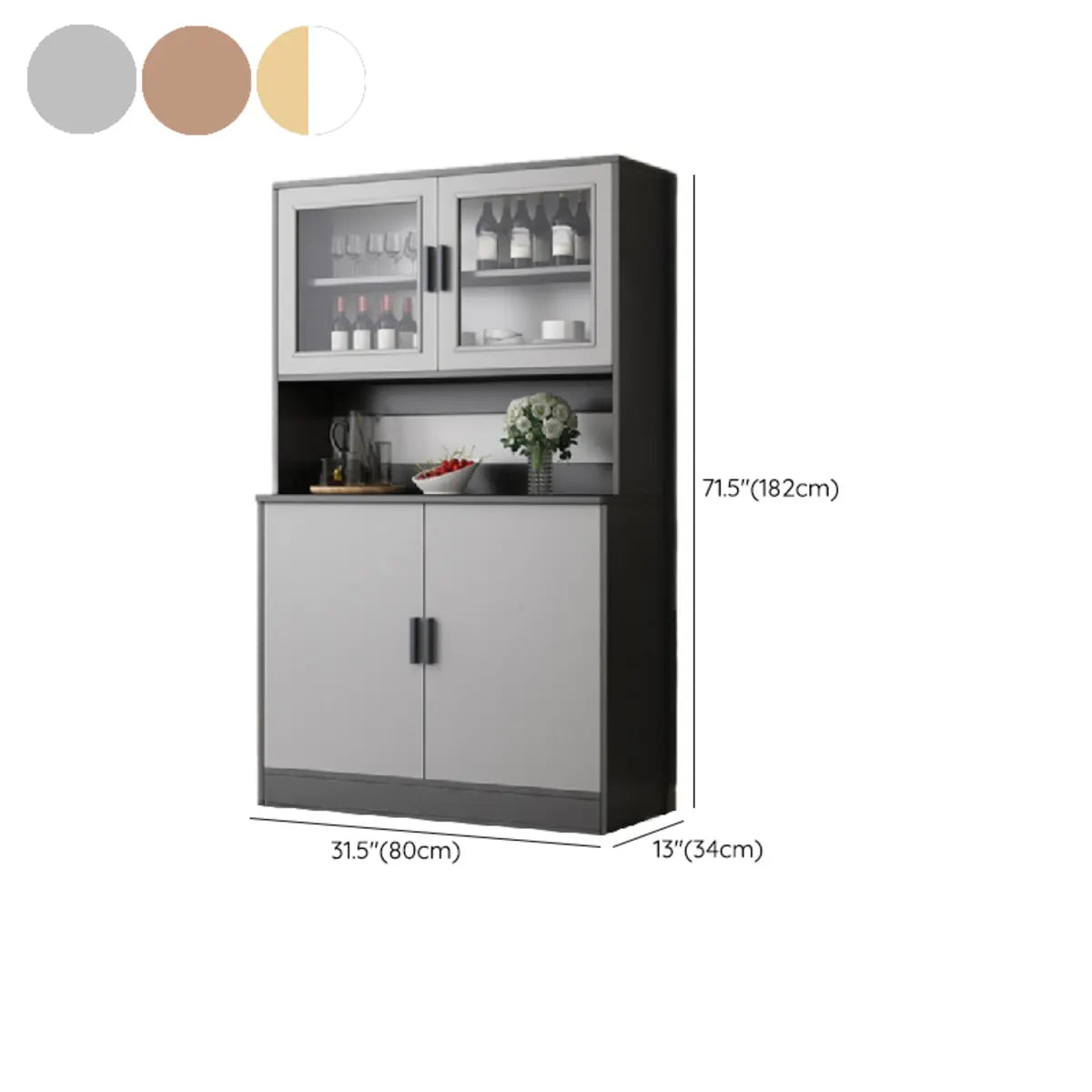 Cabinets Narrow Grey Wood Large Open Storage Buffet Image - 26