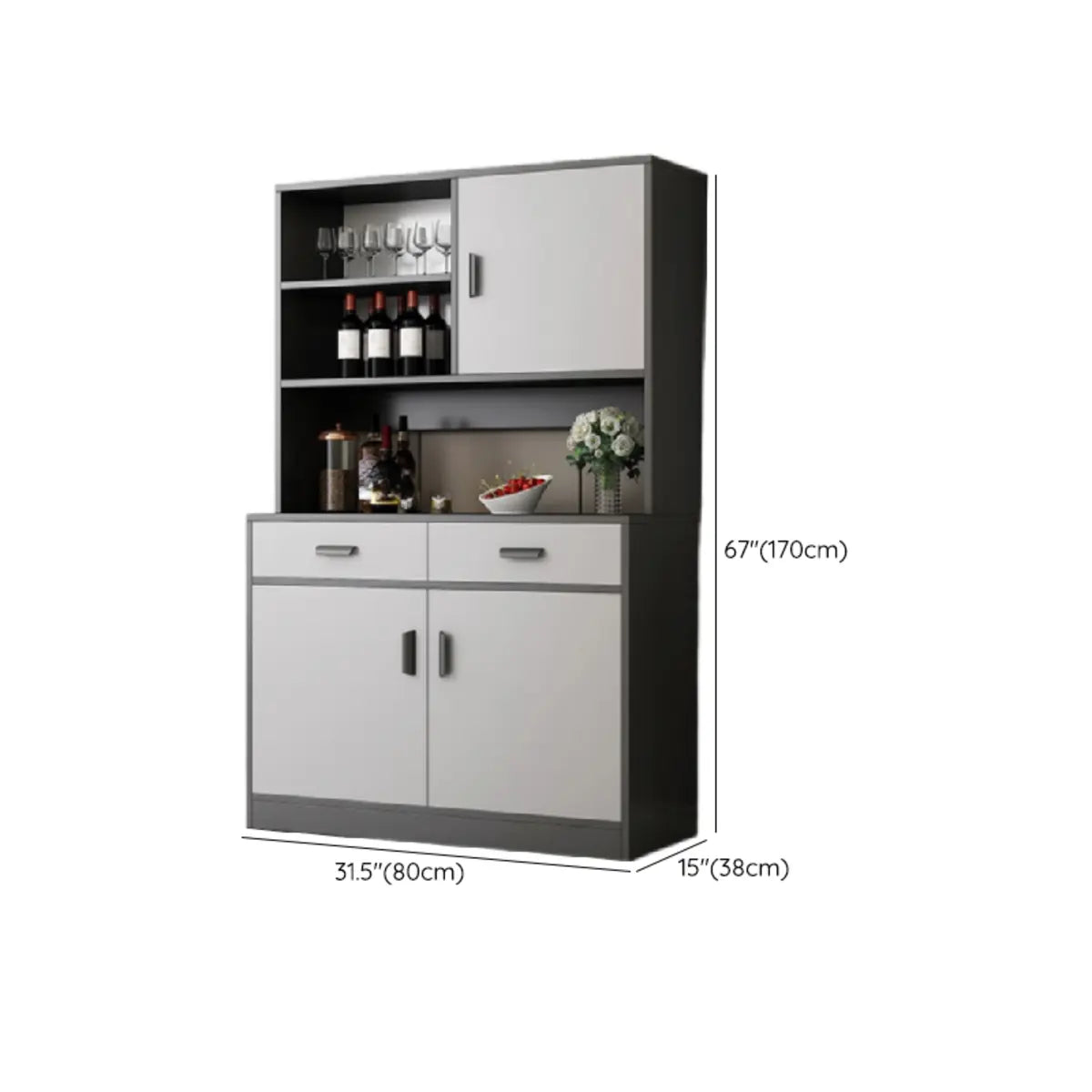 Cabinets Narrow Grey Wood Large Open Storage Buffet Image - 27