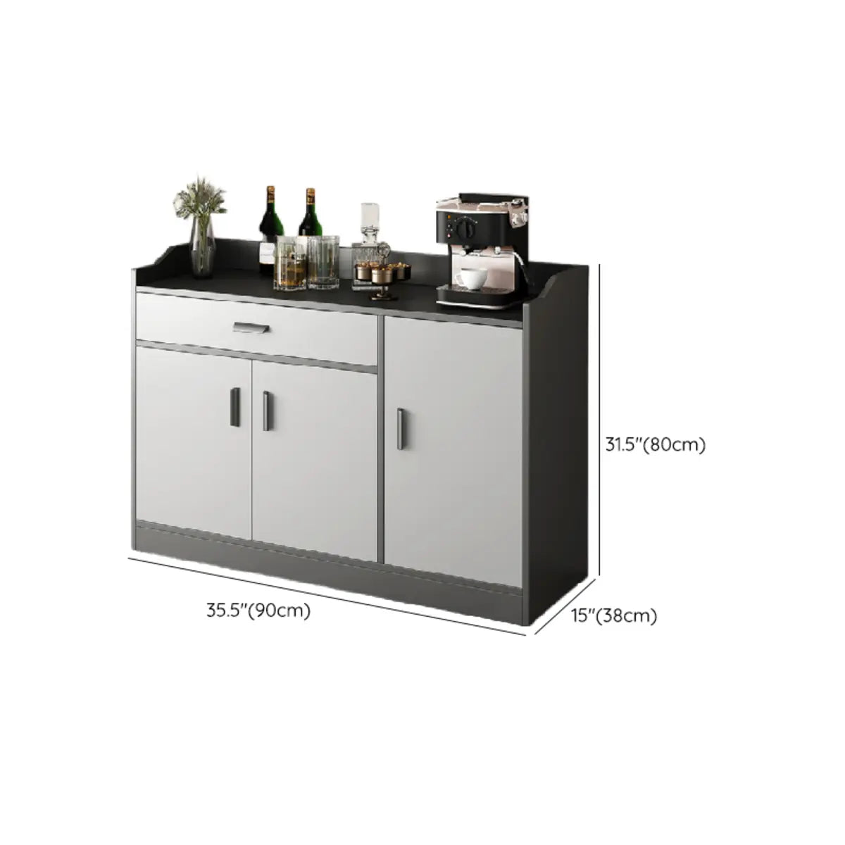 Cabinets Narrow Grey Wood Large Open Storage Buffet Image - 30