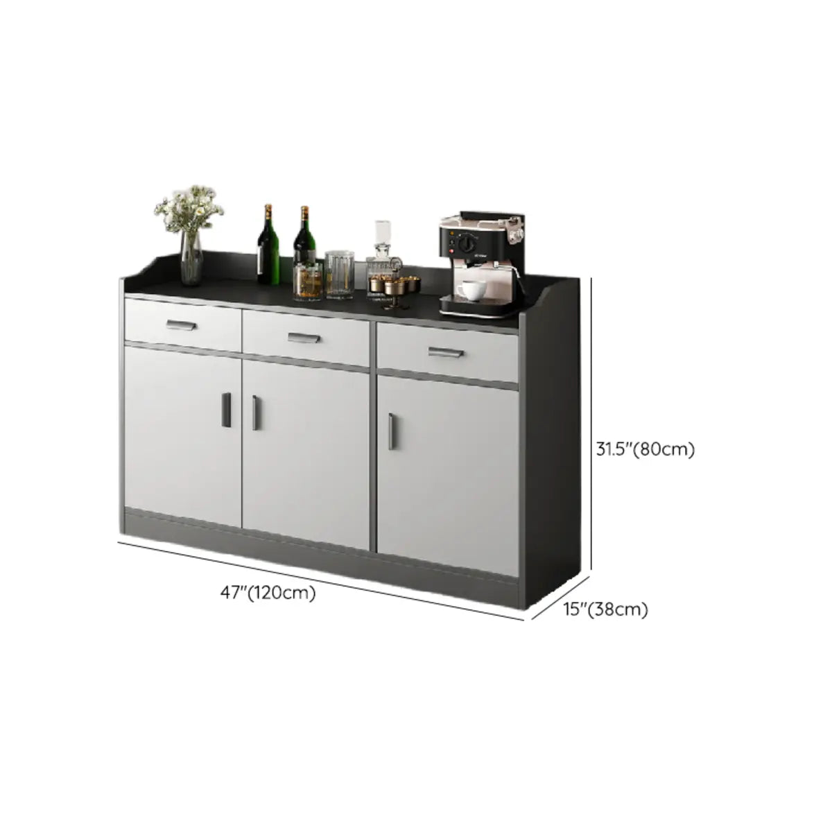 Cabinets Narrow Grey Wood Large Open Storage Buffet Image - 31