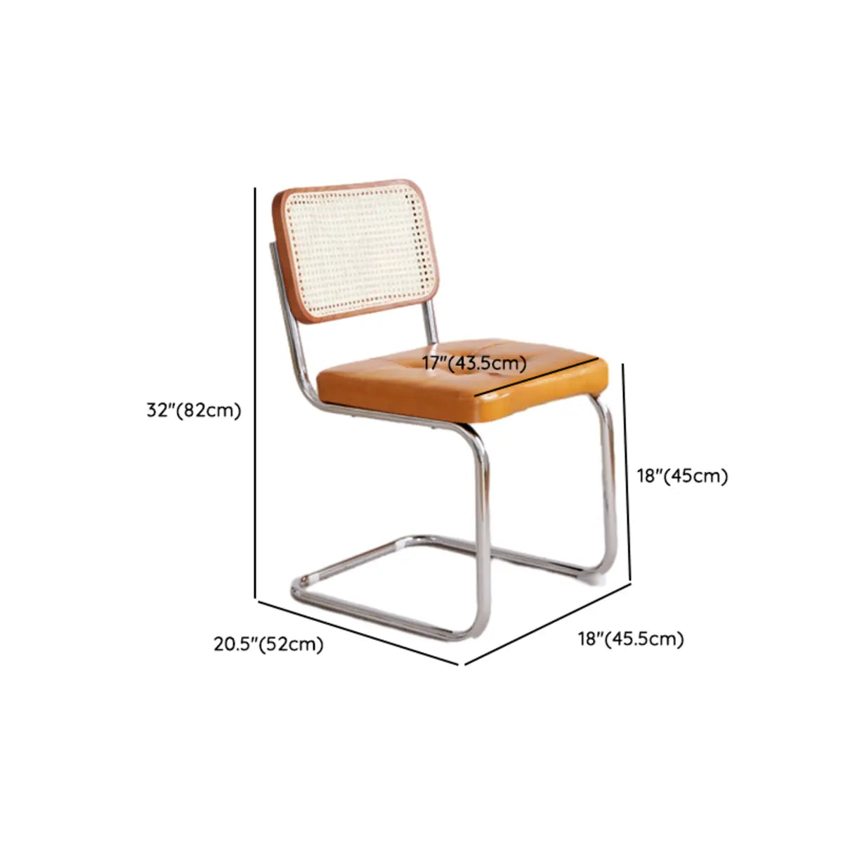 Cantilever Woven Back Leather Seat Dining Chair Cherry