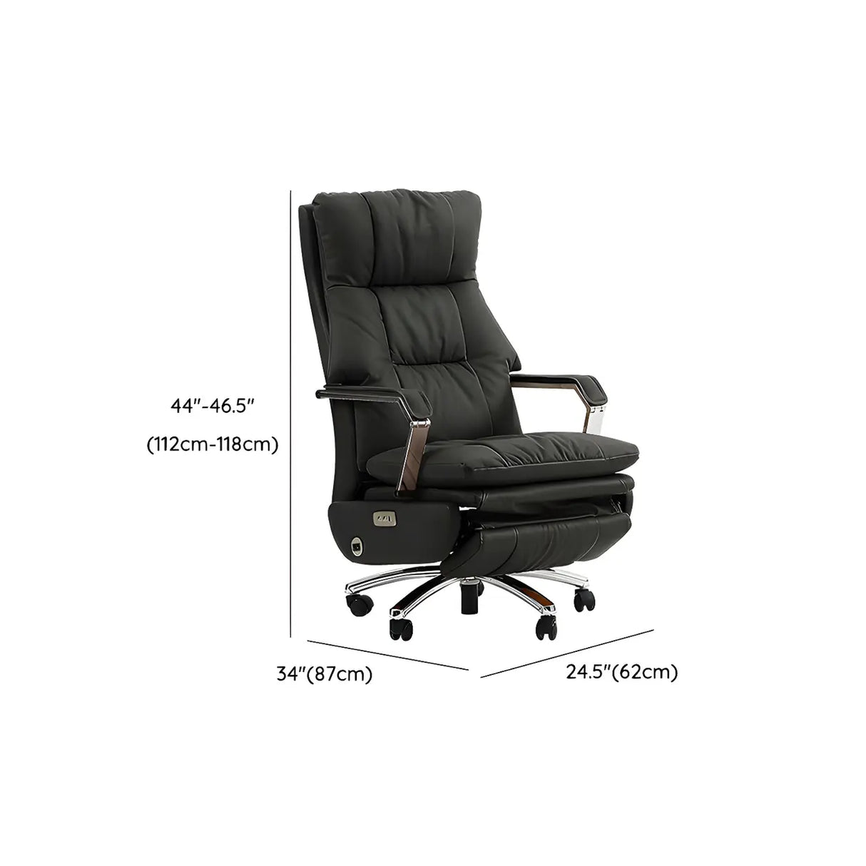 Casters Orange Reclining Leather Swivel Office Chair