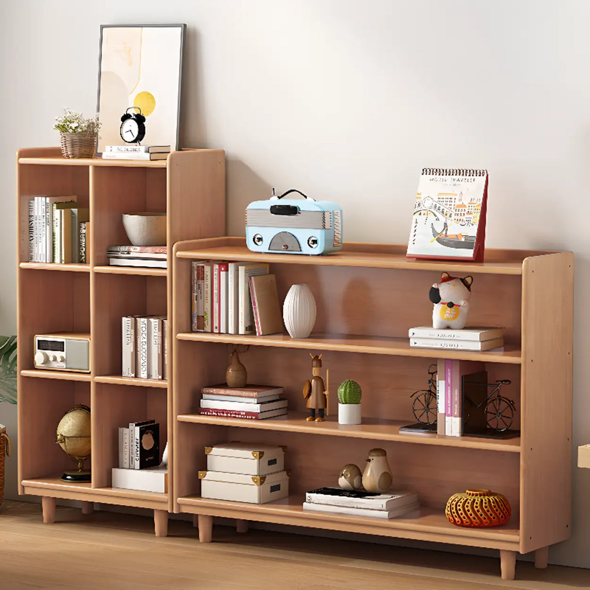 Casual Adjustable Shelves Wooden Closed Back Bookcase Image - 1