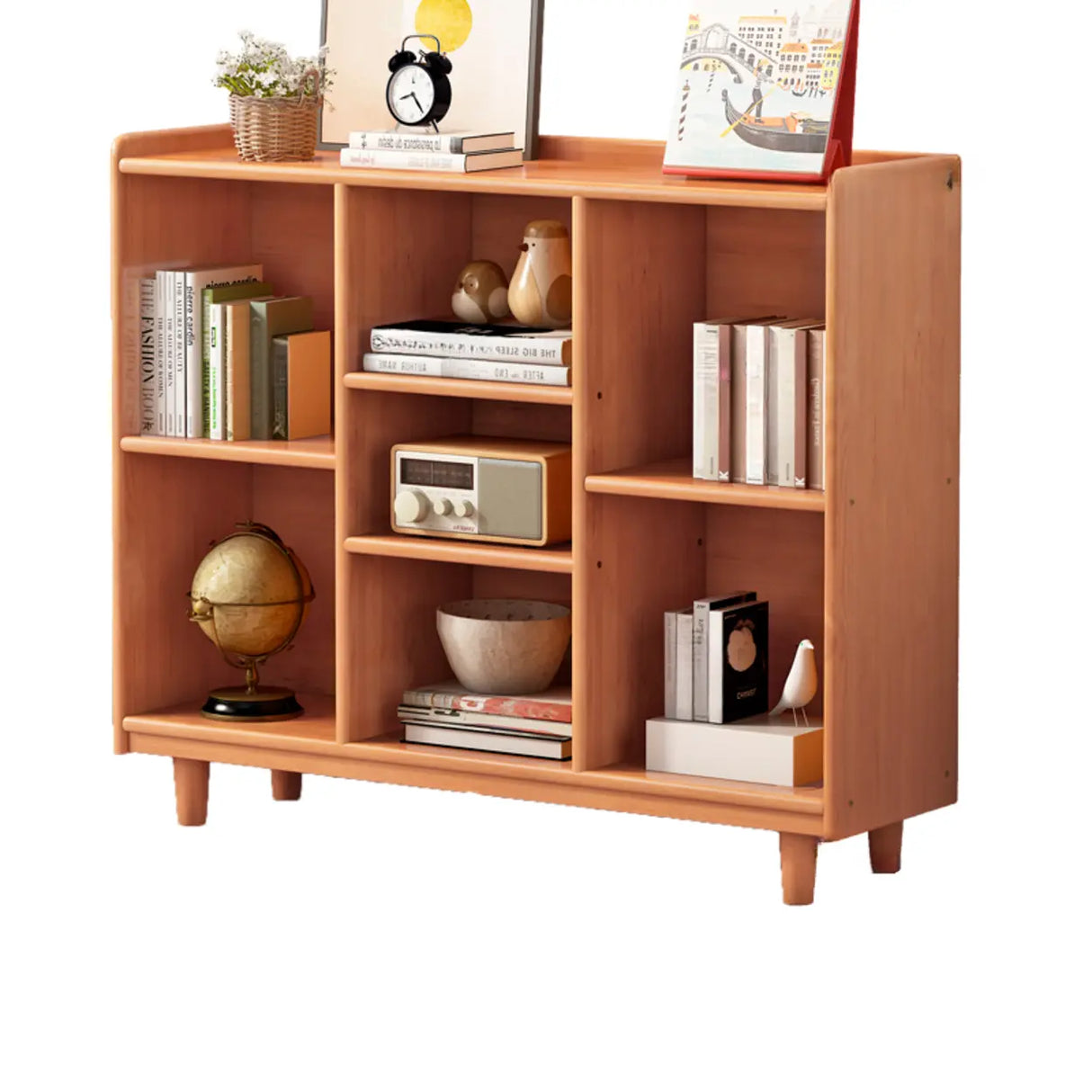 Casual Adjustable Shelves Wooden Closed Back Bookcase Image - 10