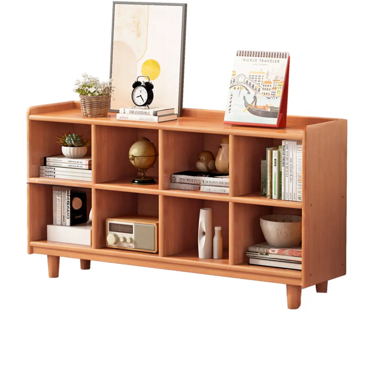 Casual Adjustable Shelves Wooden Closed Back Bookcase Image - 12
