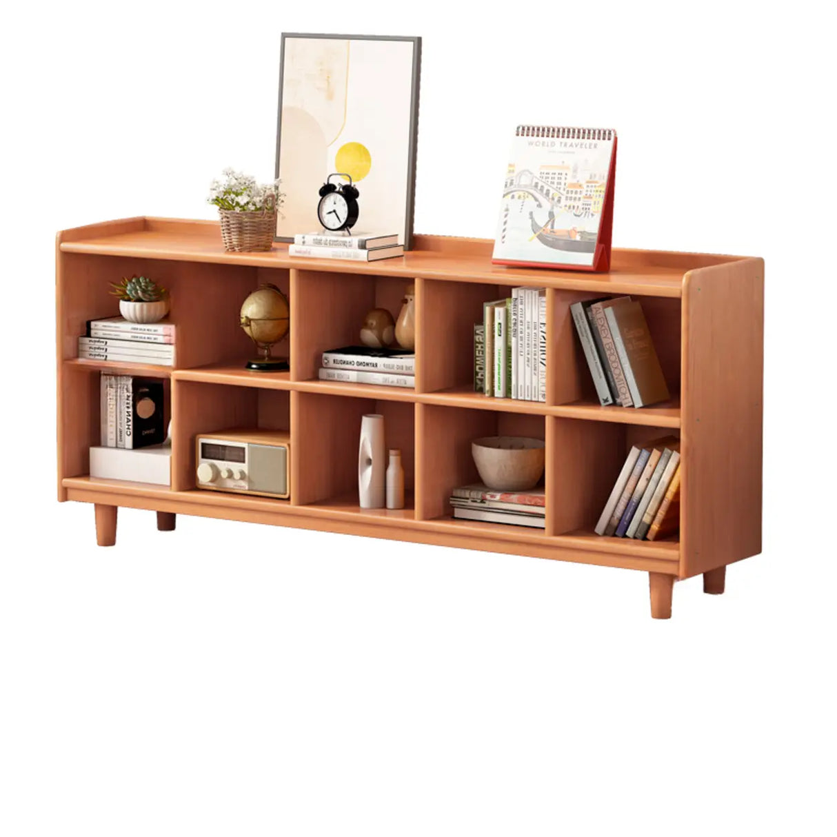 Casual Adjustable Shelves Wooden Closed Back Bookcase Image - 14