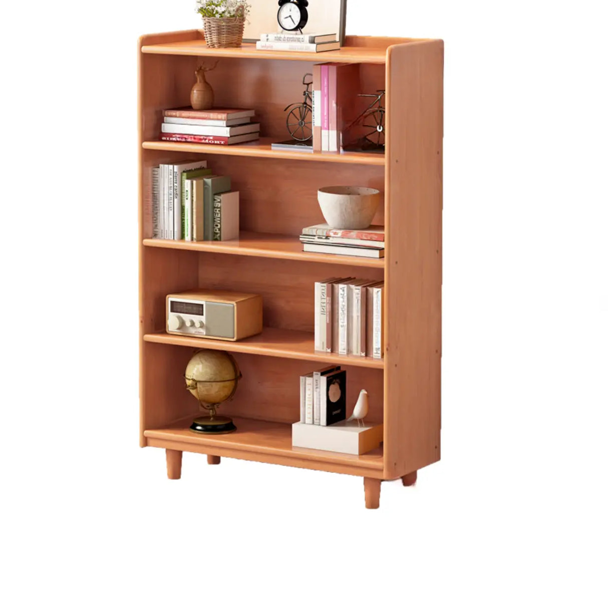 Casual Adjustable Shelves Wooden Closed Back Bookcase Image - 2