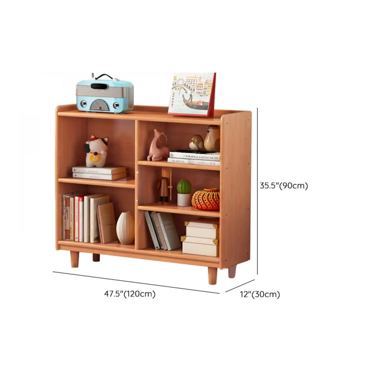 Casual Adjustable Shelves Wooden Closed Back Bookcase Image - 21