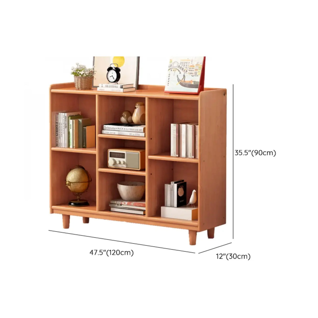 Casual Adjustable Shelves Wooden Closed Back Bookcase Image - 22