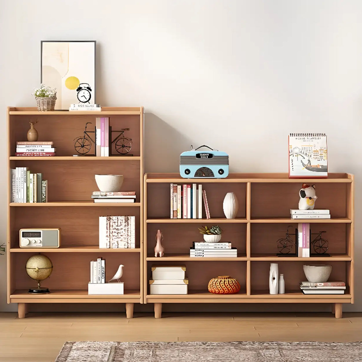 Casual Adjustable Shelves Wooden Closed Back Bookcase Image - 3