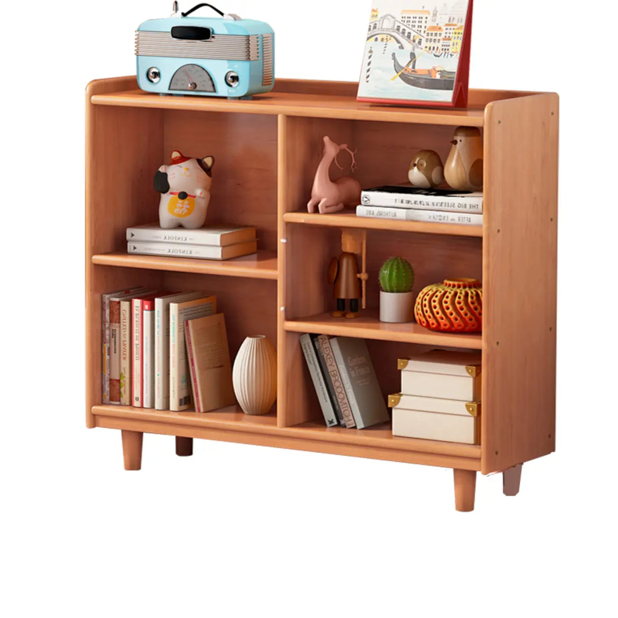 Casual Adjustable Shelves Wooden Closed Back Bookcase Image - 4