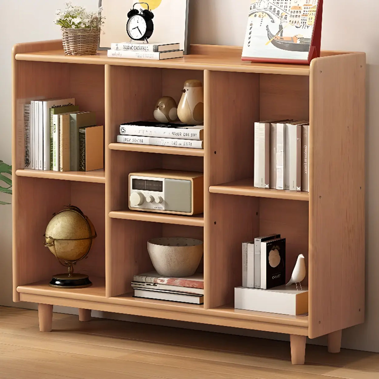 Casual Adjustable Shelves Wooden Closed Back Bookcase Image - 5