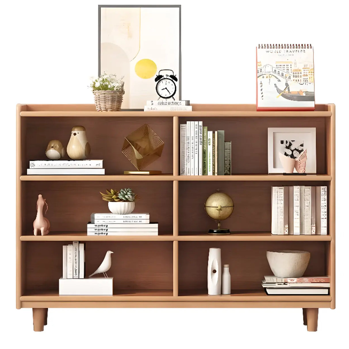 Casual Adjustable Shelves Wooden Closed Back Bookcase Image - 7