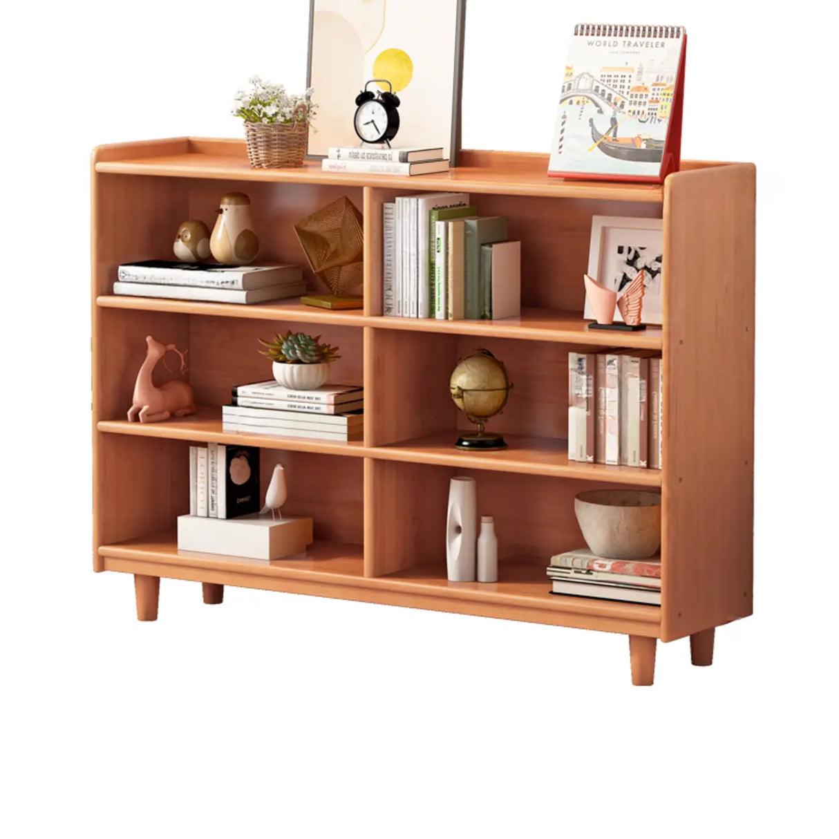 Casual Adjustable Shelves Wooden Closed Back Bookcase Image - 8