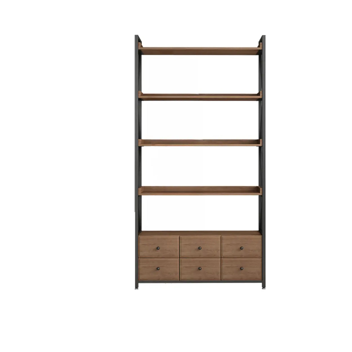 Casual Auburn Metal Frame Wooden Display Bookshelf Image - 10