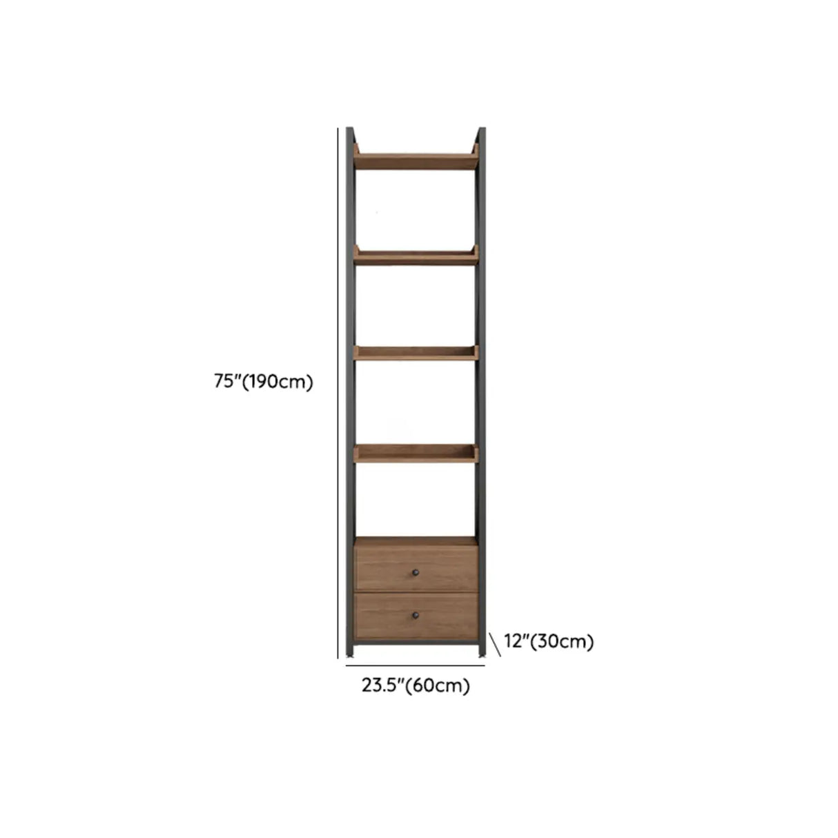 Casual Auburn Metal Frame Wooden Display Bookshelf Image - 44