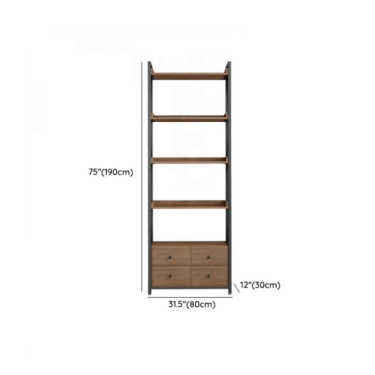 Casual Auburn Metal Frame Wooden Display Bookshelf Image - 45