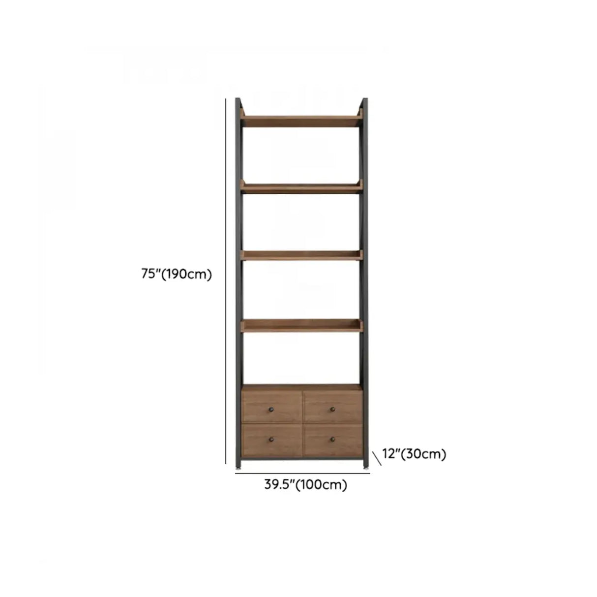 Casual Auburn Metal Frame Wooden Display Bookshelf Image - 46